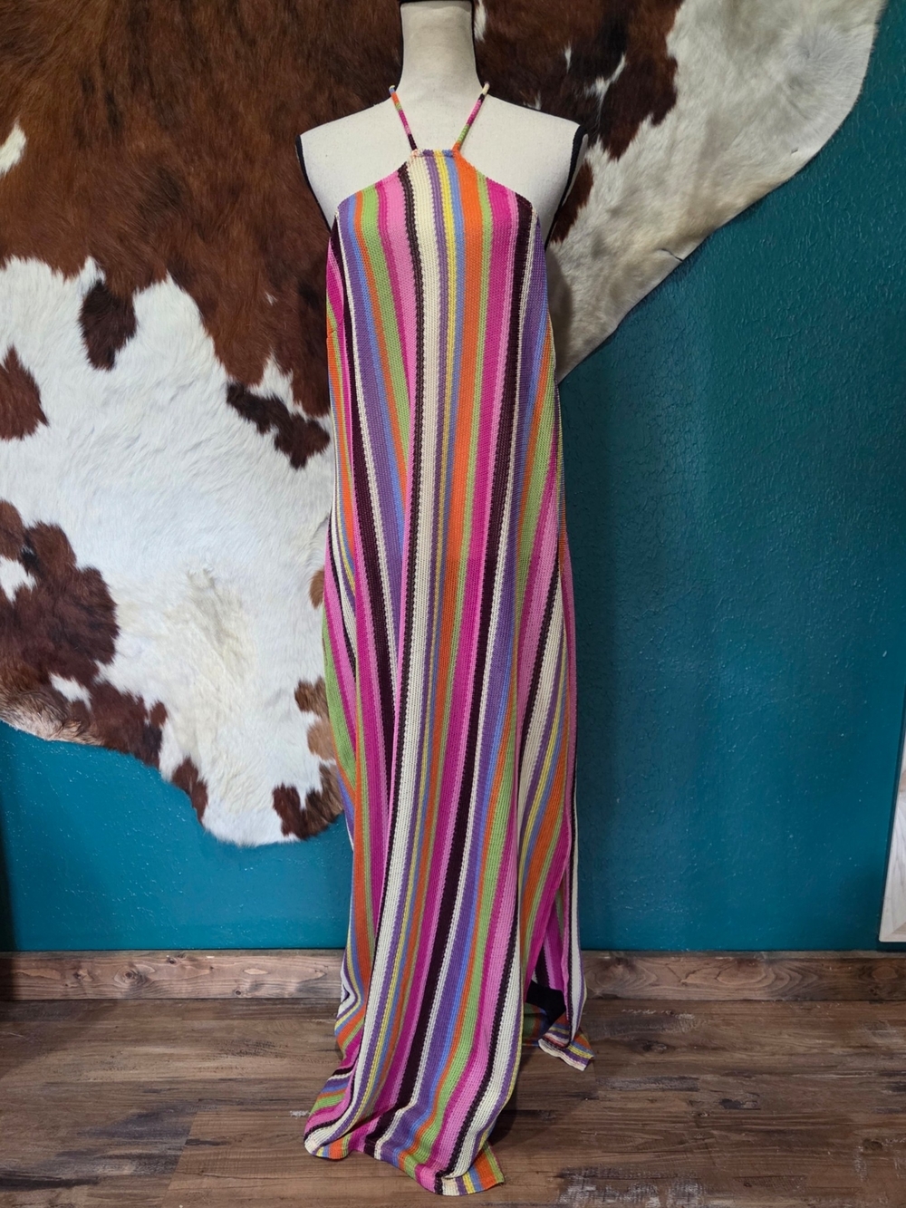 Fashion Nova Multicolor Striped Knit Maxi Dress